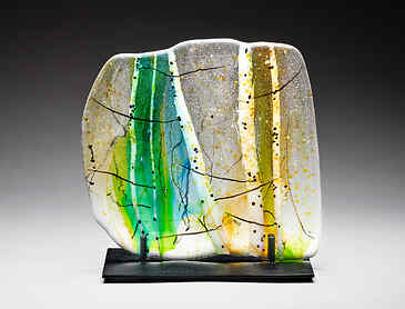 Aspen Abstraction, 2024, 9" x 9" x 0.4", kiln-formed glass