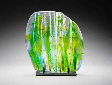 Aspen Springtime, 2024, 12" x 11" x 0.4", kiln-formed glass