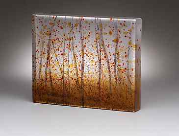 Autumn Birches, 2018, 8" x 10" x 1&frac14;", kiln-formed glass, SOLD