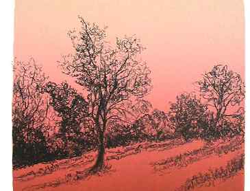 Autumn Dusk, 2006, 6" x 6", lithograph