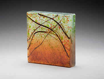 Dusk Bower, 2024, 6" x 6" x 1&frac14;", kiln-formed glass