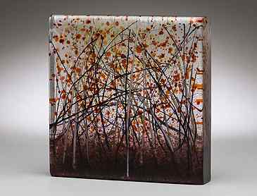 Fall Woods, 2018, 6" x 6" x 1&frac14;", kiln-formed glass, SOLD