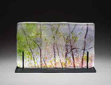 Forest Bloom, 2026, 9¼" x 5¾" x 0.4", kiln-formed glass