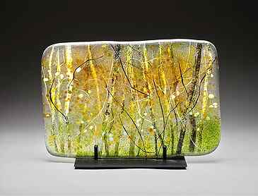 Golden Woods, 2026, 8¾" x 13" x 0.4", kiln-formed glass