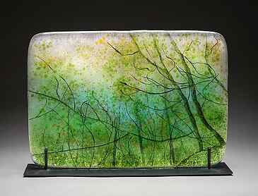 In the Rainforest, 2025, 13¾" x 19¾" x 0.4", kiln-formed glass