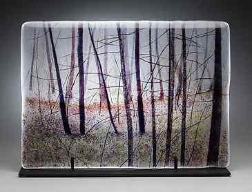 Misted Woods, 2014, 14" x 20" x 0.4", kiln-formed glass, SOLD