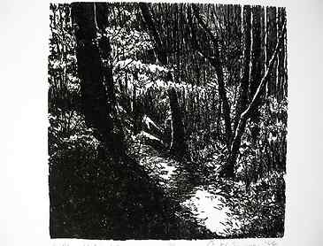 Moonlit Woods, 2006, 7" x 7", lithograph