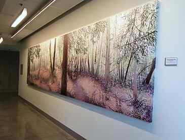 Powell Butte Path, 2015, 5x20 feet, acrylic on canvas, Commissioned by Portland Community College for the Southeast Campus Student Services Center, Portland, Oregon. Acrylic on Canvas.