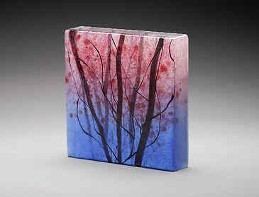 Rosy Dogwood, 2024, 6" x 6" x 1&frac14;", kiln-formed glass