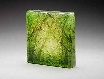 Spring Bower, 2024, 6" x 6" x 1&frac14;", kiln-formed glass