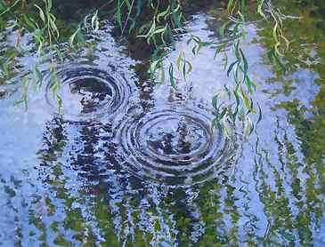Willows and Rain, 2014, 16" x 20", acrylic on canvas