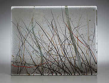 Winter Birches, 2016, 8" x 10" x 1&frac14;", kiln-formed glass