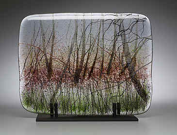 Winter Reeds, 2016, 8" x 10" x &frac14;", kiln-formed glass