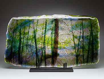 Woodland Breeze, 2020, 10" x 18" x &frac12;", kiln-formed glass